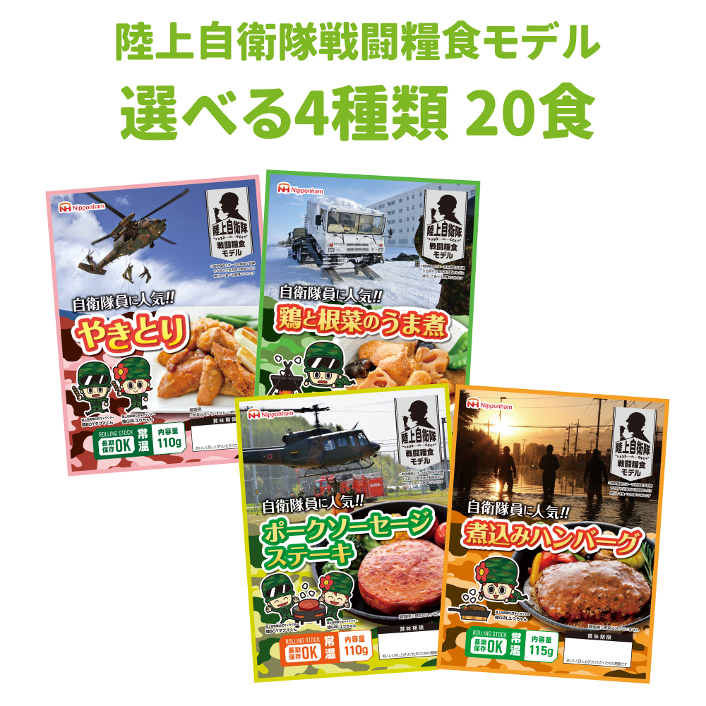 陸上自衛隊戦闘糧食モデル 選べる4種 20食セット