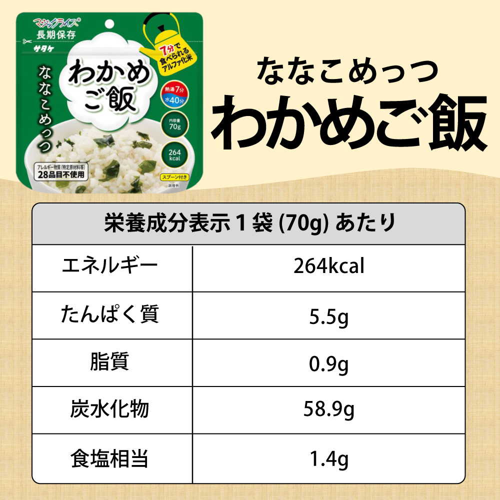 7年保存 アルファ米 サタケ マジックライス ななこめっつ 4種類 12食セット