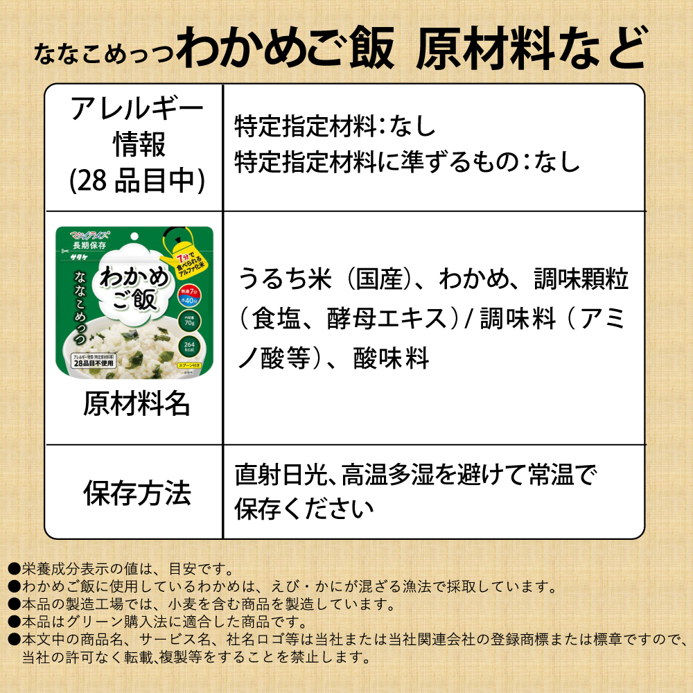 7年保存 アルファ米 サタケ マジックライス ななこめっつ 4種類 12食セット