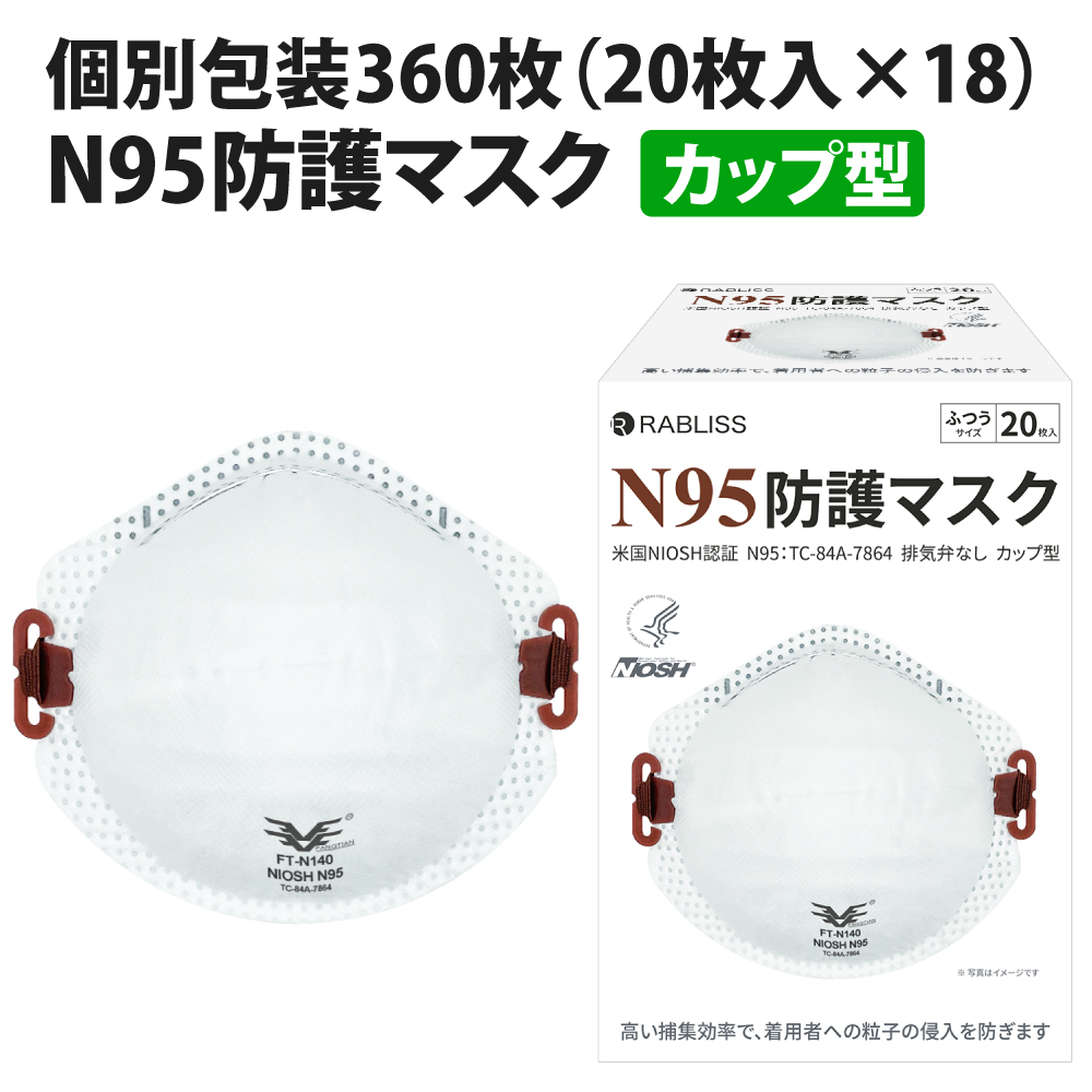  RABLISS N95 マスク カップ型 20枚入×18