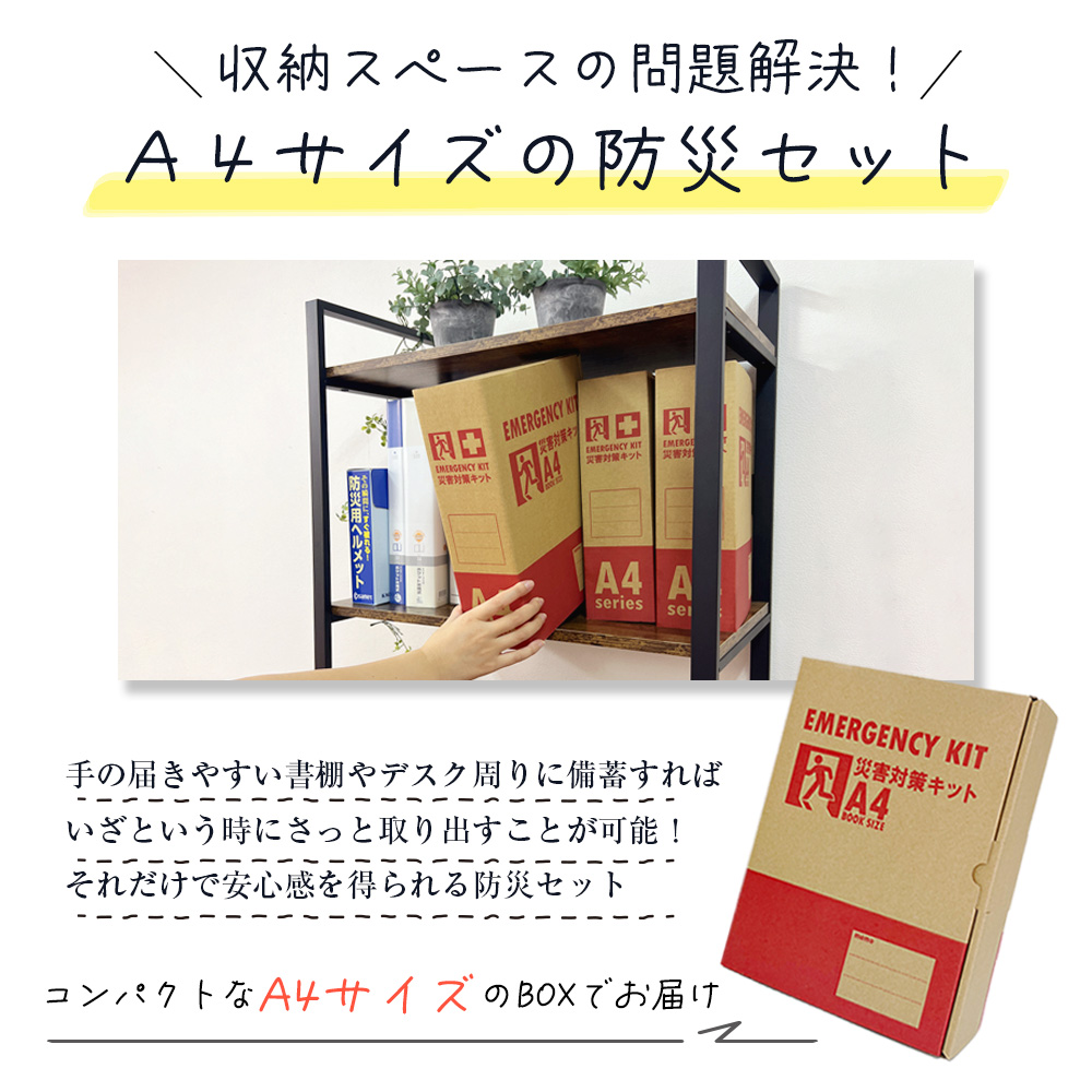 防災セット 1人用 A4基本内容ボックス1 非常用持ち出し袋 防災グッズ ナップサック コンパクト 非常食 おにぎり 簡易トイレ EVERSAFE  A4k1