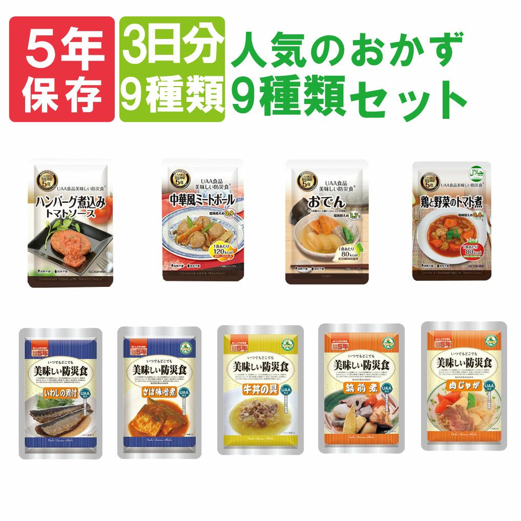 非常食セット 美味しい防災食 3日分 「人気のおかず 9種類セット」
